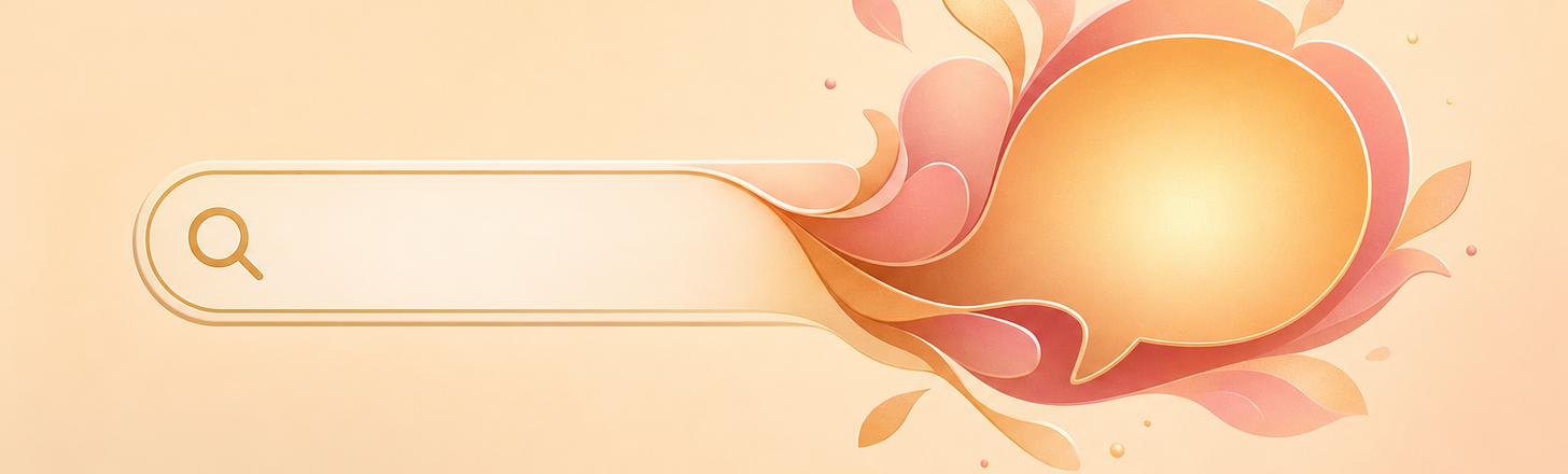 a search bar blooming into a chat bubble